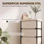 Cómoda para Dormitorio con 5 Cajones de Tela Marco de Acero Cajonera para Salón Oficina Vestidor Beige