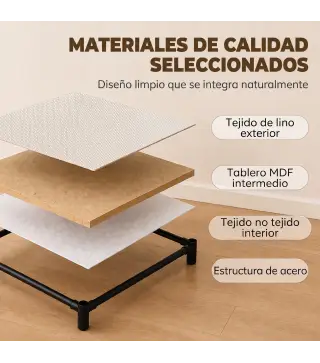 Cómoda para Dormitorio con 5 Cajones de Tela Marco de Acero Cajonera para Salón Oficina Vestidor Beige