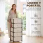 Cómoda para Dormitorio con 5 Cajones de Tela Marco de Acero Cajonera para Salón Oficina Vestidor Beige