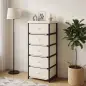 Cómoda para Dormitorio con 5 Cajones de Tela Marco de Acero Cajonera para Salón Oficina Vestidor Beige