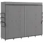 Armario de Tela con 5 Barras 5 Estantes 6 Bolsillos Laterales Cremallera Marco de Acero 212x45x167 cm Gris
