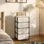 Cómoda para Dormitorio con 4 Cajones de Tela Marco de Acero Cajonera para Salón Oficina Vestidor Beige