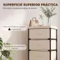 Cómoda para Dormitorio con 4 Cajones de Tela Marco de Acero Cajonera para Salón Oficina Vestidor Beige