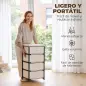 Cómoda para Dormitorio con 4 Cajones de Tela Marco de Acero Cajonera para Salón Oficina Vestidor Beige