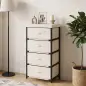 Cómoda para Dormitorio con 4 Cajones de Tela Marco de Acero Cajonera para Salón Oficina Vestidor Beige