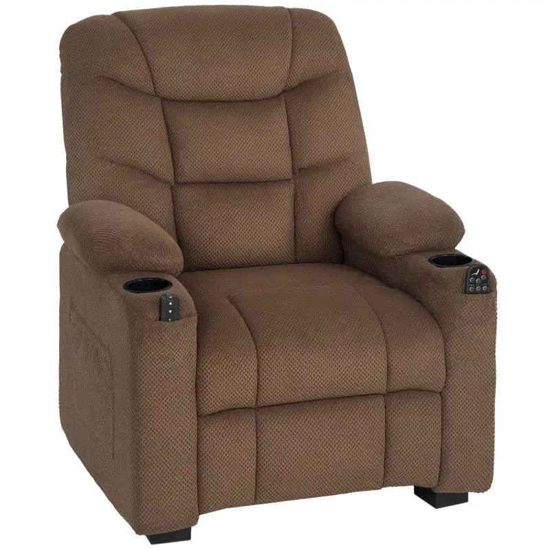 Sillón Relax Reclinable Eléctrico Calor Lumbar Masaje Vibración Motor Silencioso Función Memoria Bolsillos USB Marrón Sillón Relax Reclinable Eléctrico Calor Lumbar Masaje Vibración Motor Silencioso Función Memoria Bolsillos USB Marrón