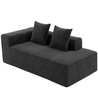Sofá de 2 Plazas de Chenilla con 2 Almohadas Asiento con Muelles No Requiere Montaje 71,5x91,5x83 cm Gris Oscuro