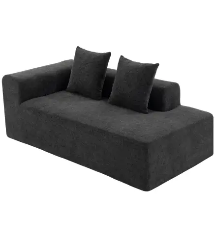 Sofá de 2 Plazas de Chenilla con 2 Almohadas Asiento con Muelles No Requiere Montaje 71,5x91,5x83 cm Gris Oscuro