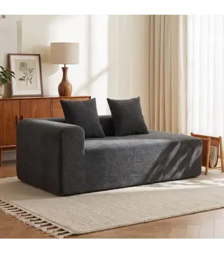 Sofá de 2 Plazas de Chenilla con 2 Almohadas Asiento con Muelles No Requiere Montaje 71,5x91,5x83 cm Gris Oscuro