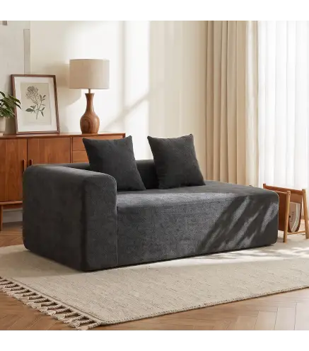 Sofá de 2 Plazas de Chenilla con 2 Almohadas Asiento con Muelles No Requiere Montaje 71,5x91,5x83 cm Gris Oscuro