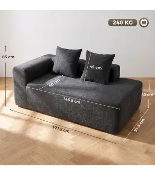 Sofá de 2 Plazas de Chenilla con 2 Almohadas Asiento con Muelles No Requiere Montaje 71,5x91,5x83 cm Gris Oscuro