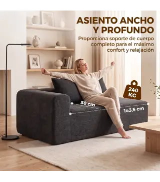 Sofá de 2 Plazas de Chenilla con 2 Almohadas Asiento con Muelles No Requiere Montaje 71,5x91,5x83 cm Gris Oscuro