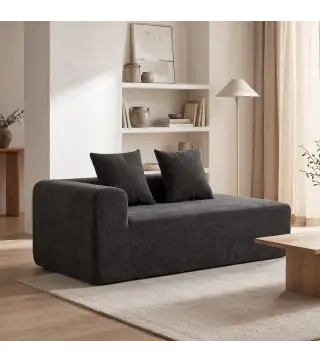 Sofá de 2 Plazas de Chenilla con 2 Almohadas Asiento con Muelles No Requiere Montaje 71,5x91,5x83 cm Gris Oscuro