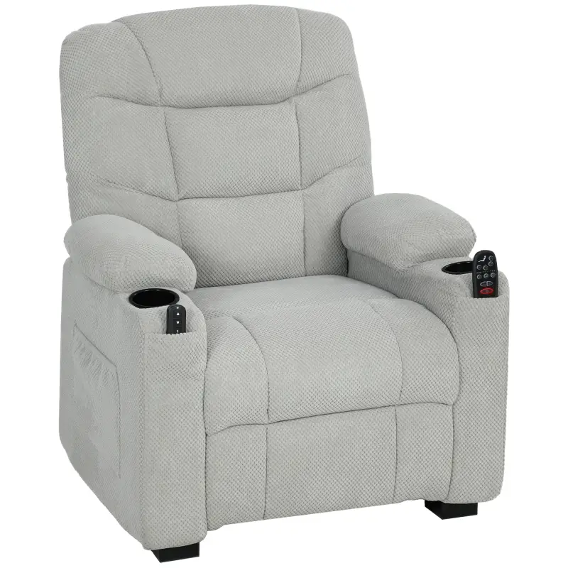 Sillón Relax Reclinable Eléctrico Calor Lumbar Masaje Vibración Motor Silencioso Función Memoria Bolsillos USB Gris Sillón Relax Reclinable Eléctrico Calor Lumbar Masaje Vibración Motor Silencioso Función Memoria Bolsillos USB Gris