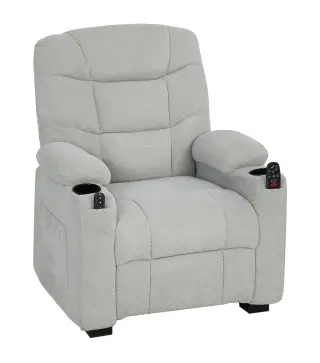 Sillón Relax Reclinable Eléctrico Calor Lumbar Masaje Vibración Motor Silencioso Función Memoria Bolsillos USB Gris