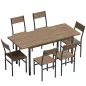 Conjunto Mesa de Comedor Extensible 120-160 cm y 6 Sillas para 4-6 Personas Marrón Efecto Madera Conjunto Mesa de Comedor Extensible 120-160 cm y 6 Sillas para 4-6 Personas Marrón Efecto Madera