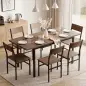 Conjunto Mesa de Comedor Extensible 120-160 cm y 6 Sillas para 4-6 Personas Marrón Efecto Madera Conjunto Mesa de Comedor Extensible 120-160 cm y 6 Sillas para 4-6 Personas Marrón Efecto Madera