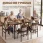 Conjunto Mesa de Comedor Extensible 120-160 cm y 6 Sillas para 4-6 Personas Marrón Efecto Madera Conjunto Mesa de Comedor Extensible 120-160 cm y 6 Sillas para 4-6 Personas Marrón Efecto Madera