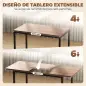 Conjunto Mesa de Comedor Extensible 120-160 cm y 6 Sillas para 4-6 Personas Marrón Efecto Madera Conjunto Mesa de Comedor Extensible 120-160 cm y 6 Sillas para 4-6 Personas Marrón Efecto Madera