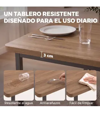 Conjunto Mesa de Comedor Extensible 120-160 cm y 6 Sillas Apilables para 4-6 Personas Marrón Efecto Madera