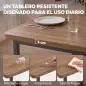 Conjunto Mesa de Comedor Extensible 120-160 cm y 6 Sillas para 4-6 Personas Marrón Efecto Madera Conjunto Mesa de Comedor Extensible 120-160 cm y 6 Sillas para 4-6 Personas Marrón Efecto Madera