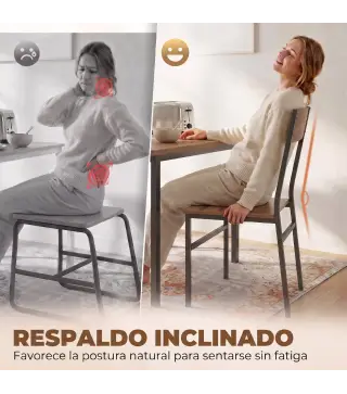 Conjunto Mesa de Comedor Extensible 120-160 cm y 6 Sillas Apilables para 4-6 Personas Marrón Efecto Madera