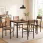 Conjunto Mesa de Comedor Extensible 120-160 cm y 6 Sillas para 4-6 Personas Marrón Efecto Madera Conjunto Mesa de Comedor Extensible 120-160 cm y 6 Sillas para 4-6 Personas Marrón Efecto Madera