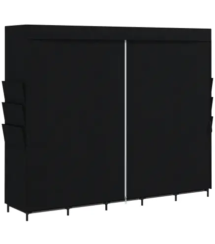 Armario de Tela con 5 Barras 5 Estantes 6 Bolsillos Laterales Cremallera Marco de Acero 212x45x167 cm Gris