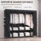 Armario de Tela con 5 Barras 5 Estantes 6 Bolsillos Laterales Cremallera Marco de Acero 212x45x167 cm Gris Armario de Tela con 5 Barras 5 Estantes 6 Bolsillos Laterales Cremallera Marco de Acero 212x45x167 cm Gris