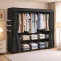 Armario de Tela con 5 Barras 5 Estantes 6 Bolsillos Laterales Cremallera Marco de Acero 212x45x167 cm Gris Armario de Tela con 5 Barras 5 Estantes 6 Bolsillos Laterales Cremallera Marco de Acero 212x45x167 cm Gris