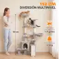 Árbol Rascador para Gatos 152 cm Multinivel con Cueva Hamaca Cama Escalera Rascadora 4 Postes de Sisal Bolas Gris Claro Árbol Rascador para Gatos 152 cm Multinivel con Cueva Hamaca Cama Escalera Rascadora 4 Postes de Sisal Bolas Gris Claro