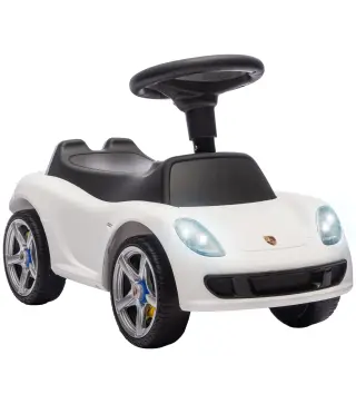 Correpasillos para Bebés de 18-36 Meses Licencia de Porsche con 2 Faros Bocina Sonido de Arranque 63x28,5x38 cm Blanco
