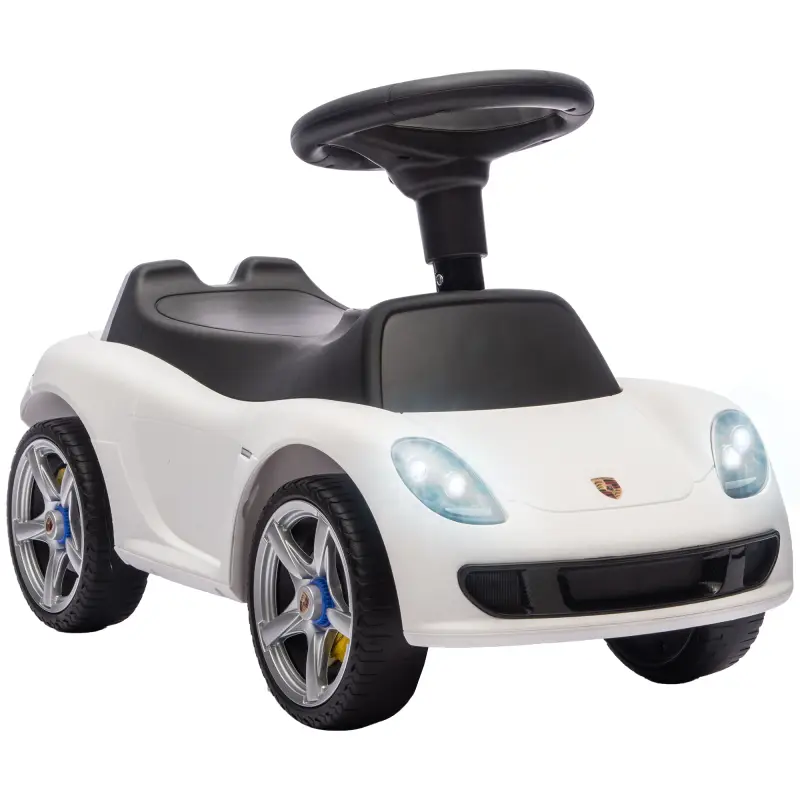 Correpasillos para Bebés de 18-36 Meses Licencia de Porsche con 2 Faros Bocina Sonido de Arranque 63x28,5x38 cm Blanco