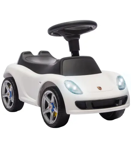 Correpasillos para Bebés de 18-36 Meses Licencia de Porsche con 2 Faros Bocina Sonido de Arranque 63x28,5x38 cm Blanco