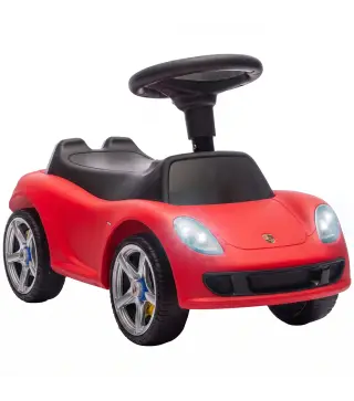 Correpasillos para Bebés de 18-36 Meses Licencia de Porsche con 2 Faros Bocina Sonido de Arranque 63x28,5x38 cm Rojo