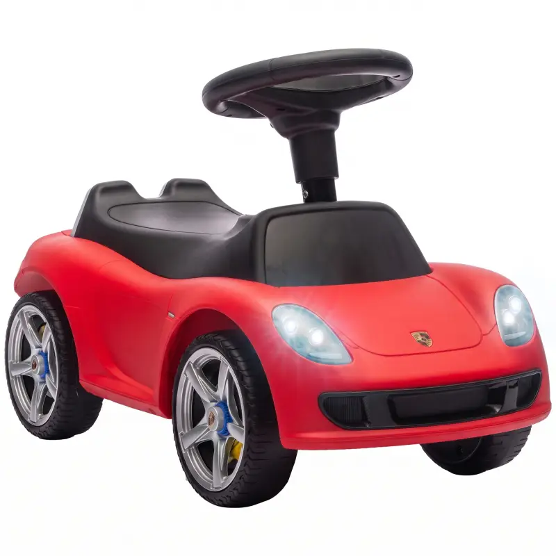 Correpasillos para Bebés de 18-36 Meses Licencia de Porsche con 2 Faros Bocina Sonido de Arranque 63x28,5x38 cm Rojo