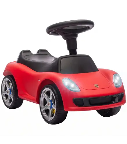 Correpasillos para Bebés de 18-36 Meses Licencia de Porsche con 2 Faros Bocina Sonido de Arranque 63x28,5x38 cm Rojo