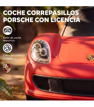 Correpasillos para Bebés de 18-36 Meses Licencia de Porsche con 2 Faros Bocina Sonido de Arranque 63x28,5x38 cm Rojo