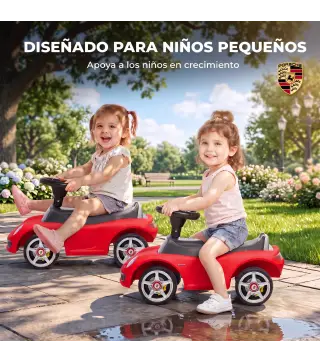 Correpasillos para Bebés de 18-36 Meses Licencia de Porsche con 2 Faros Bocina Sonido de Arranque 63x28,5x38 cm Rojo