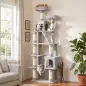 Árbol Rascador para Gatos 204 cm Multinivel con 2 Cuevas Hamaca 2 Camas Postes de Sisal Escalera 2 Bolas Gris Claro Árbol Rascador para Gatos 204 cm Multinivel con 2 Cuevas Hamaca 2 Camas Postes de Sisal Escalera 2 Bolas Gris Claro