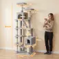 Árbol Rascador para Gatos 204 cm Multinivel con 2 Cuevas Hamaca 2 Camas Postes de Sisal Escalera 2 Bolas Gris Claro Árbol Rascador para Gatos 204 cm Multinivel con 2 Cuevas Hamaca 2 Camas Postes de Sisal Escalera 2 Bolas Gris Claro