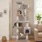 Árbol Rascador para Gatos 204 cm Multinivel con 2 Cuevas Hamaca 2 Camas Postes de Sisal Escalera 2 Bolas Gris Claro Árbol Rascador para Gatos 204 cm Multinivel con 2 Cuevas Hamaca 2 Camas Postes de Sisal Escalera 2 Bolas Gris Claro