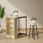 Conjunto Mesa Alta de Cocina con 2 Taburetes Reposapiés 3 Compartimentos Abiertos Estante Ajustable para Comedor Roble Conjunto Mesa Alta de Cocina con 2 Taburetes Reposapiés 3 Compartimentos Abiertos Estante Ajustable para Comedor Roble