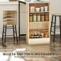 Conjunto Mesa Alta de Cocina con 2 Taburetes Reposapiés 3 Compartimentos Abiertos Estante Ajustable para Comedor Roble Conjunto Mesa Alta de Cocina con 2 Taburetes Reposapiés 3 Compartimentos Abiertos Estante Ajustable para Comedor Roble