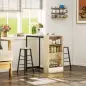 Conjunto Mesa Alta de Cocina con 2 Taburetes Reposapiés 3 Compartimentos Abiertos Estante Ajustable para Comedor Roble Conjunto Mesa Alta de Cocina con 2 Taburetes Reposapiés 3 Compartimentos Abiertos Estante Ajustable para Comedor Roble