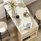 Conjunto Mesa Alta de Cocina con 2 Taburetes Reposapiés 3 Compartimentos Abiertos Estante Ajustable para Comedor Roble Conjunto Mesa Alta de Cocina con 2 Taburetes Reposapiés 3 Compartimentos Abiertos Estante Ajustable para Comedor Roble