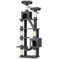Árbol Rascador para Gatos 204 cm Multinivel con 2 Cuevas Hamaca 2 Camas Postes de Sisal Escalera 2 Bolas Gris Oscuro