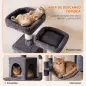 Árbol Rascador para Gatos 204 cm Multinivel con 2 Cuevas Hamaca 2 Camas Postes de Sisal Escalera 2 Bolas Gris Oscuro