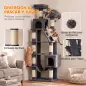 Árbol Rascador para Gatos 204 cm Multinivel con 2 Cuevas Hamaca 2 Camas Postes de Sisal Escalera 2 Bolas Gris Oscuro