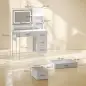 Tocador de Maquillaje con Espejo LED de 3 Colores Estación de Carga 4 Cajones 5 Estantes Soporte para Secador Blanco